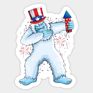 USA American Flag dabbing yeti Sasquatch 4th of July Sticker